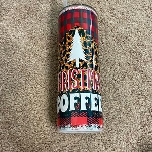 Christmas coffee leopard and Buffalo plaid 20 oz tumbler new!